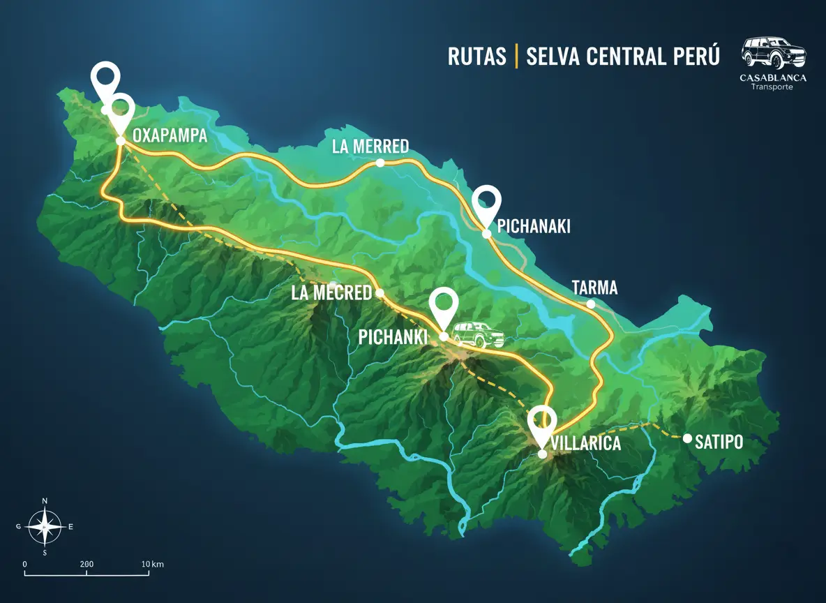 Mapa de Rutas - Transporte Casablanca conecta diversas ciudades de Perú